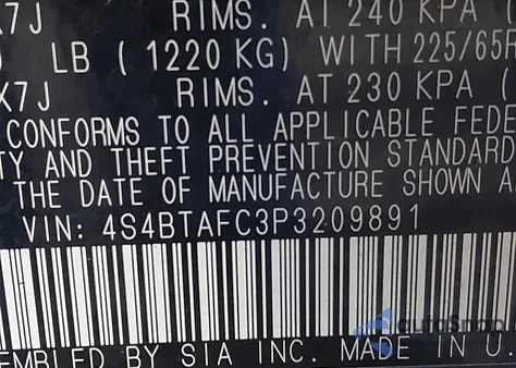 2023 Subaru Outback Premium z USA, uszkodzony, nr VIN 4S4BTAFC3P3209891